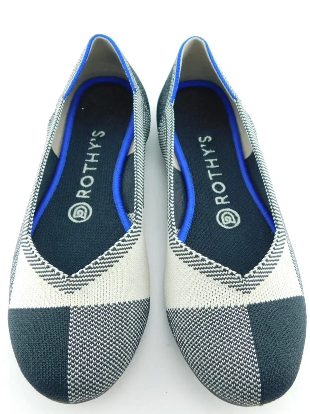 ROTHY'S Black Plaid Round Toe Ballet Flats 6.5